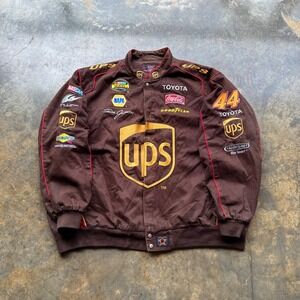 JH Design Dale Jarrett UPS NASCAR Racing Jacket Toyota Brown Mens 6XL Twill